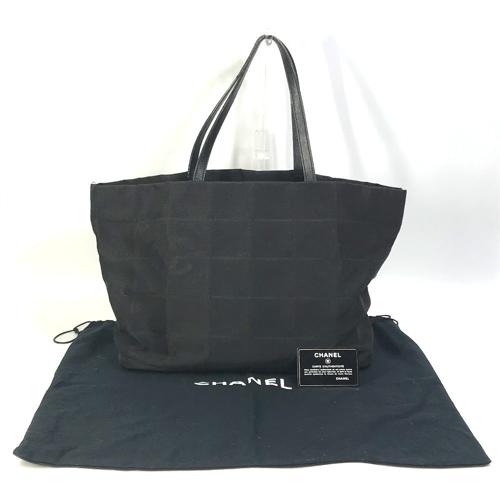 CHANEL Tote Bag A15991 Nylon / leather black CC COCO Mark New Travel Line MM Women Used Authentic
