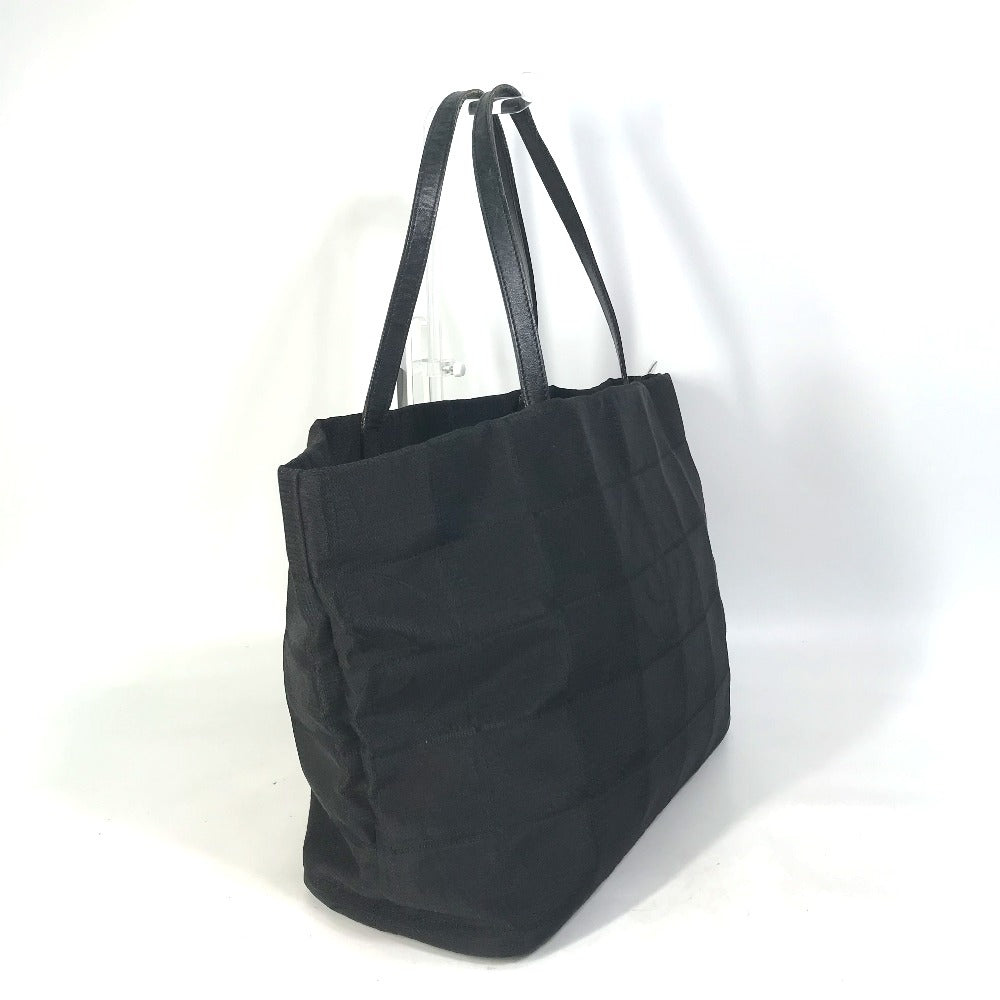 CHANEL Tote Bag A15991 Nylon / leather black CC COCO Mark New Travel Line MM Women Used Authentic