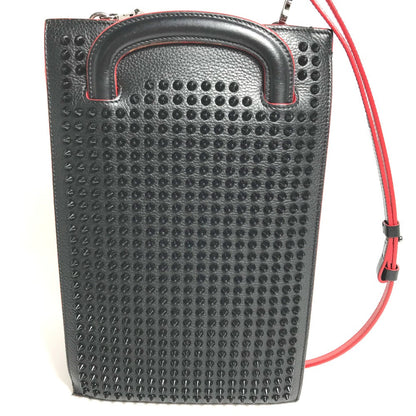Christian Louboutin Shoulder Bag leather black Spike studs 3WAY mens Used Authentic