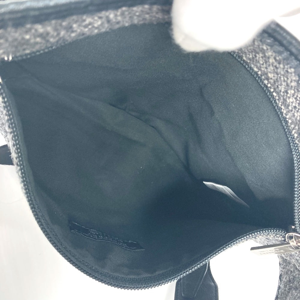BURBERRY Sling bag Wool, Leather Gray type Black label Waist bag mens Used Authentic