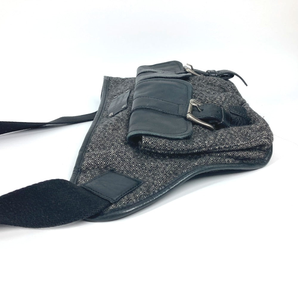 BURBERRY Sling bag Wool, Leather Gray type Black label Waist bag mens Used Authentic