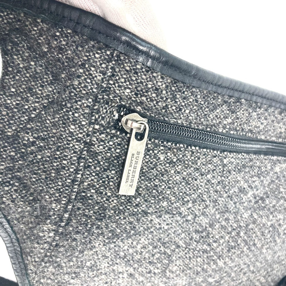 BURBERRY Sling bag Wool, Leather Gray type Black label Waist bag mens Used Authentic