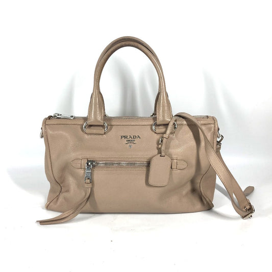 PRADA Handbag leather beige 2WAY bag Shoulder Bag logo