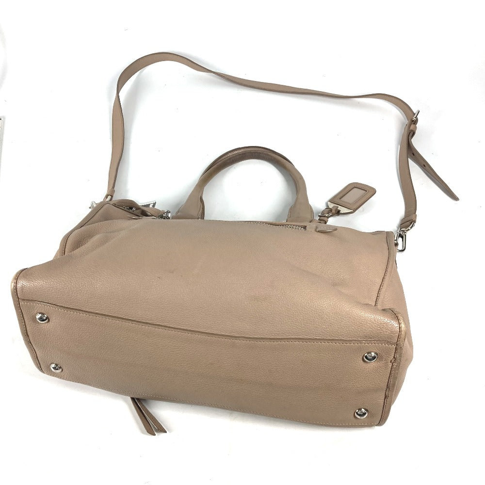 PRADA Handbag leather beige 2WAY bag Shoulder Bag logo