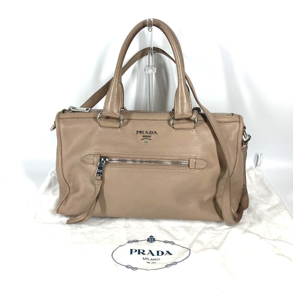 PRADA Handbag leather beige 2WAY bag Shoulder Bag logo
