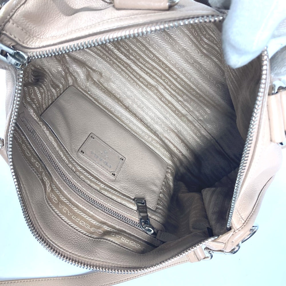 PRADA Handbag leather beige 2WAY bag Shoulder Bag logo