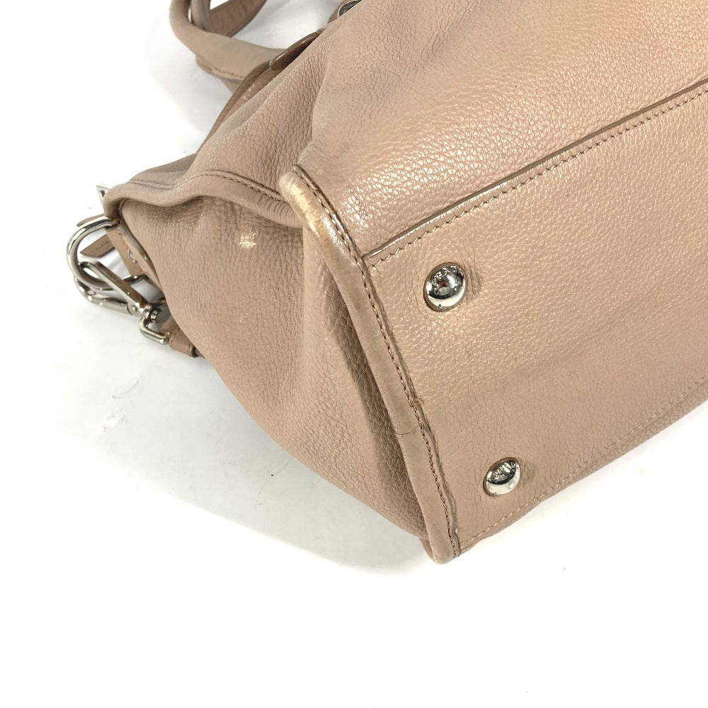PRADA Handbag leather beige 2WAY bag Shoulder Bag logo