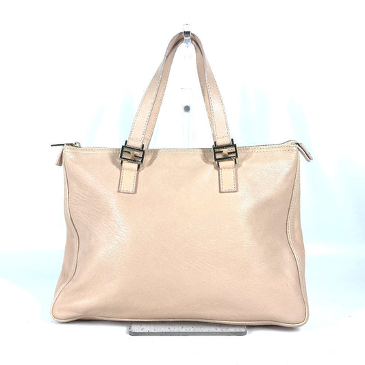 FENDI Handbag leather beige FF logo Women Used Authentic