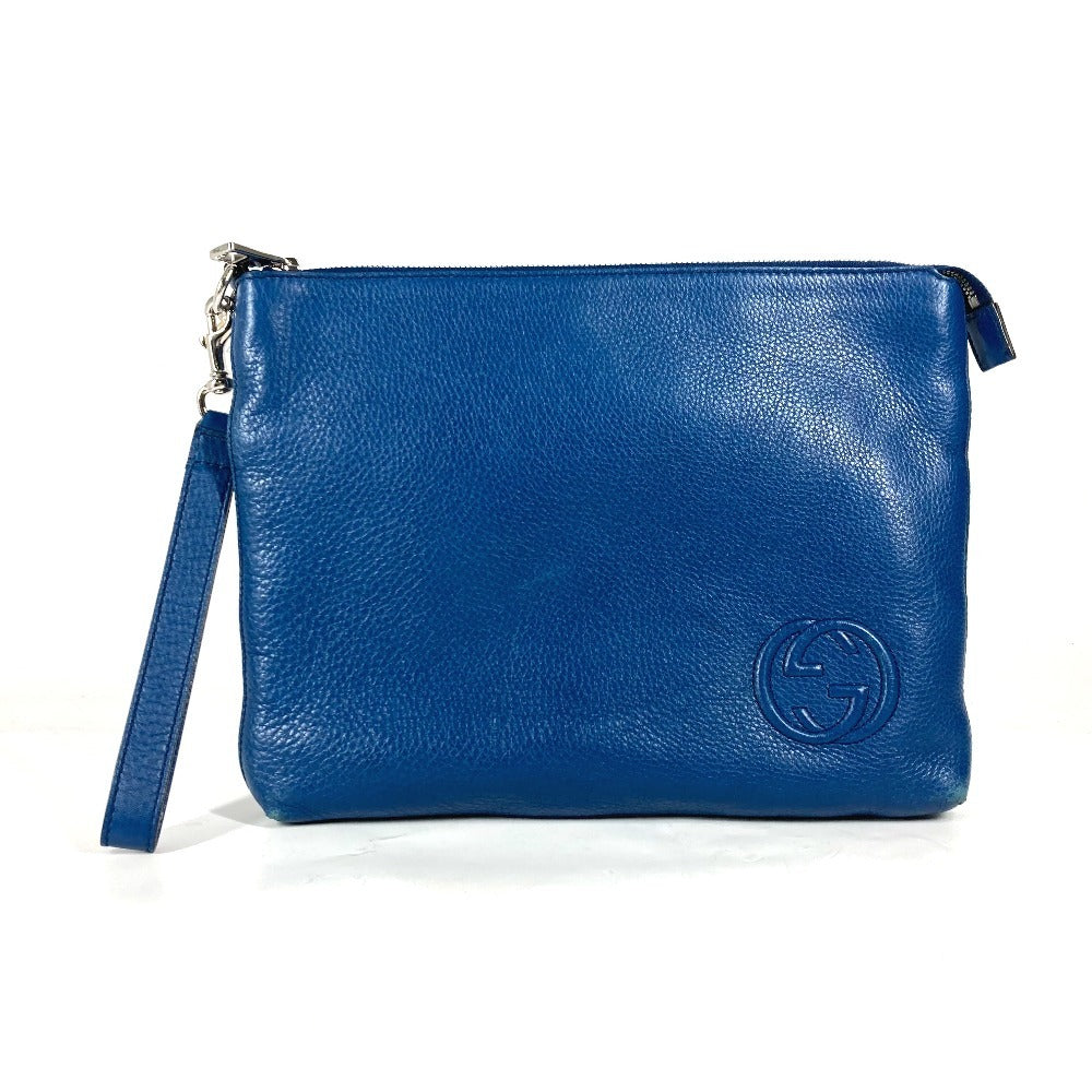 GUCCI business bag 322054 leather blue GG Interlocking G unisex(Unisex) Used Authentic