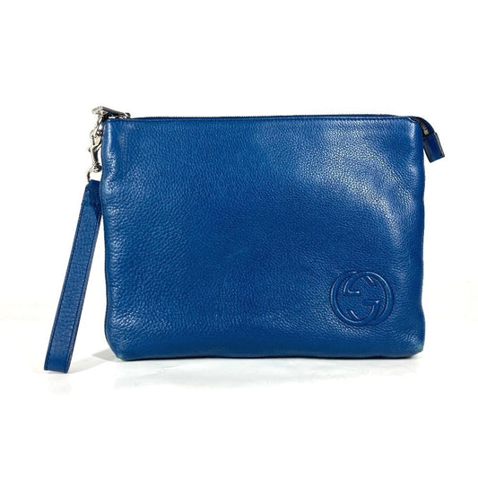 GUCCI business bag 322054 leather blue GG Interlocking G unisex(Unisex) Used Authentic