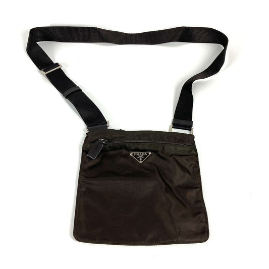 PRADA Shoulder Bag BT7372 Nylon Brown Triangle logo plate Women Used Authentic