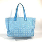 CHANEL Shoulder Bag A15991 Nylon jacquard / leather blue New Travel Line MM