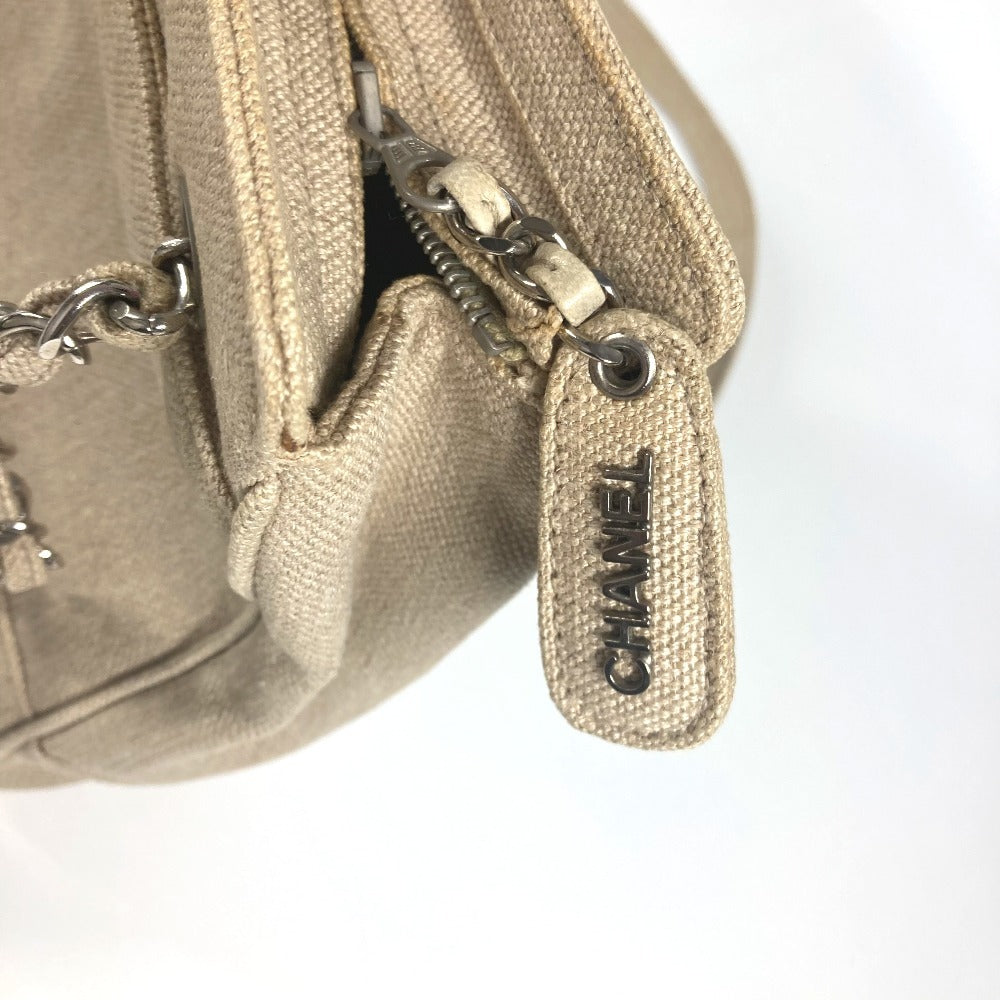 CHANEL Shoulder Bag canvas beige vintage CC COCO Mark