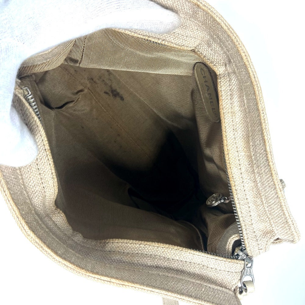 CHANEL Shoulder Bag canvas beige vintage CC COCO Mark
