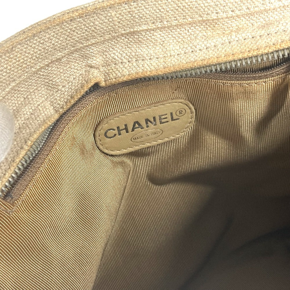 CHANEL Shoulder Bag canvas beige vintage CC COCO Mark