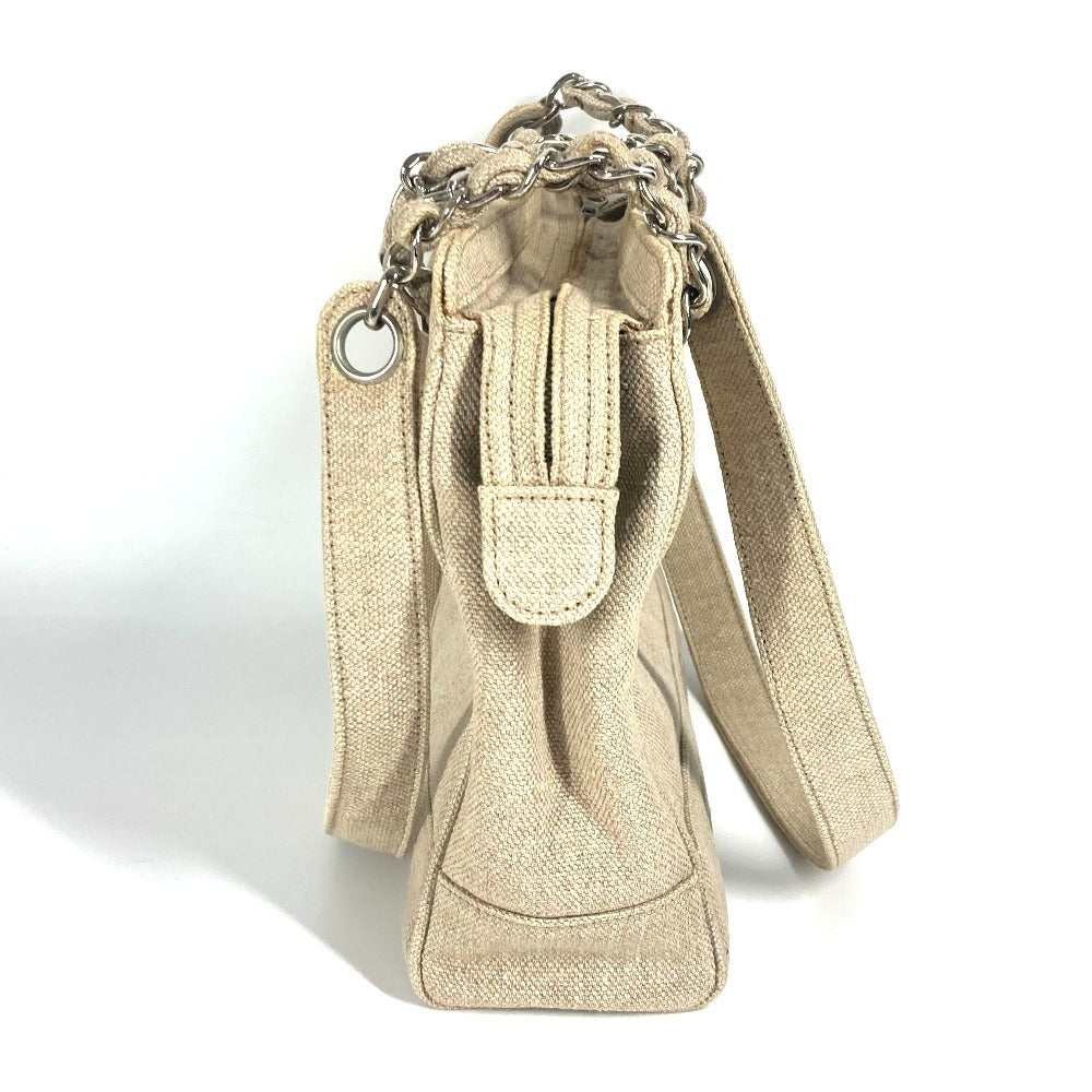 CHANEL Shoulder Bag canvas beige vintage CC COCO Mark