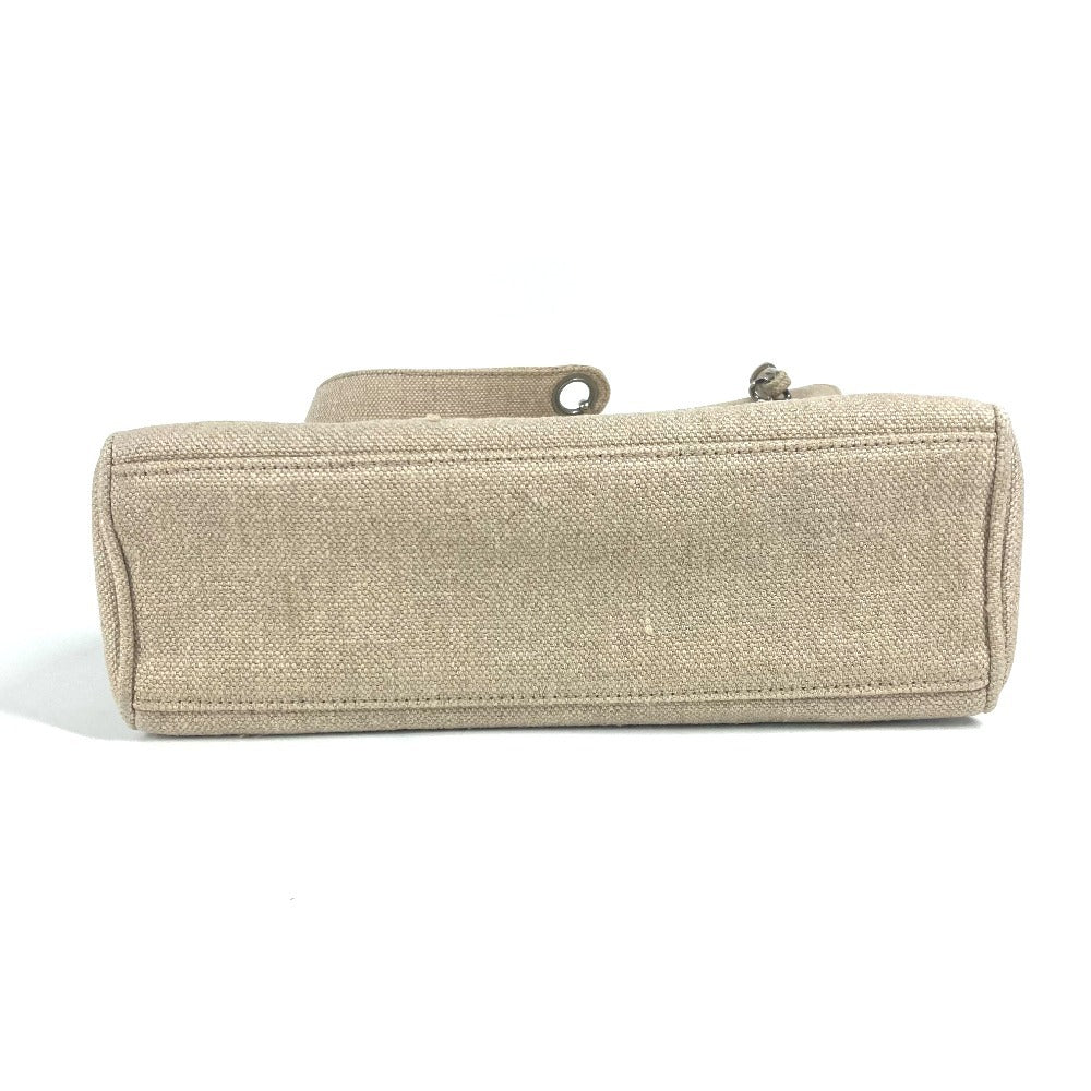 CHANEL Shoulder Bag canvas beige vintage CC COCO Mark