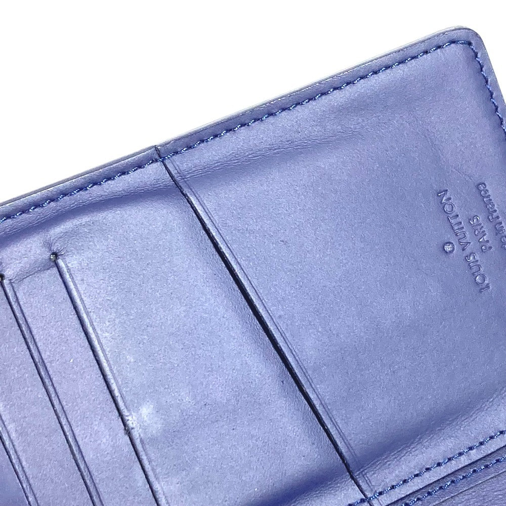 LOUIS VUITTON Long Wallet Purse M81405 leather blue monogram bandana Portefeuille Brazza