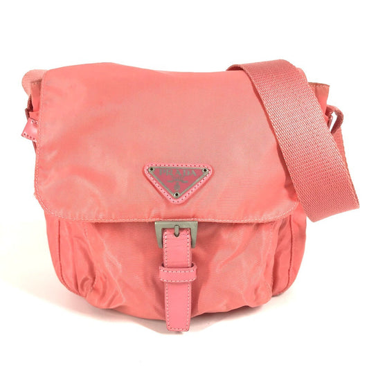 PRADA Shoulder Bag Nylon pink Triangle logo plate
