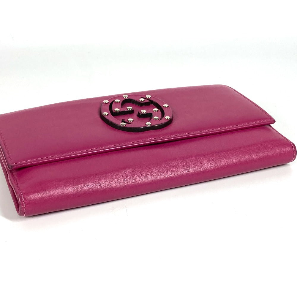 GUCCI Long Wallet Purse 231843 leather Purple pink type Interlocking G studs