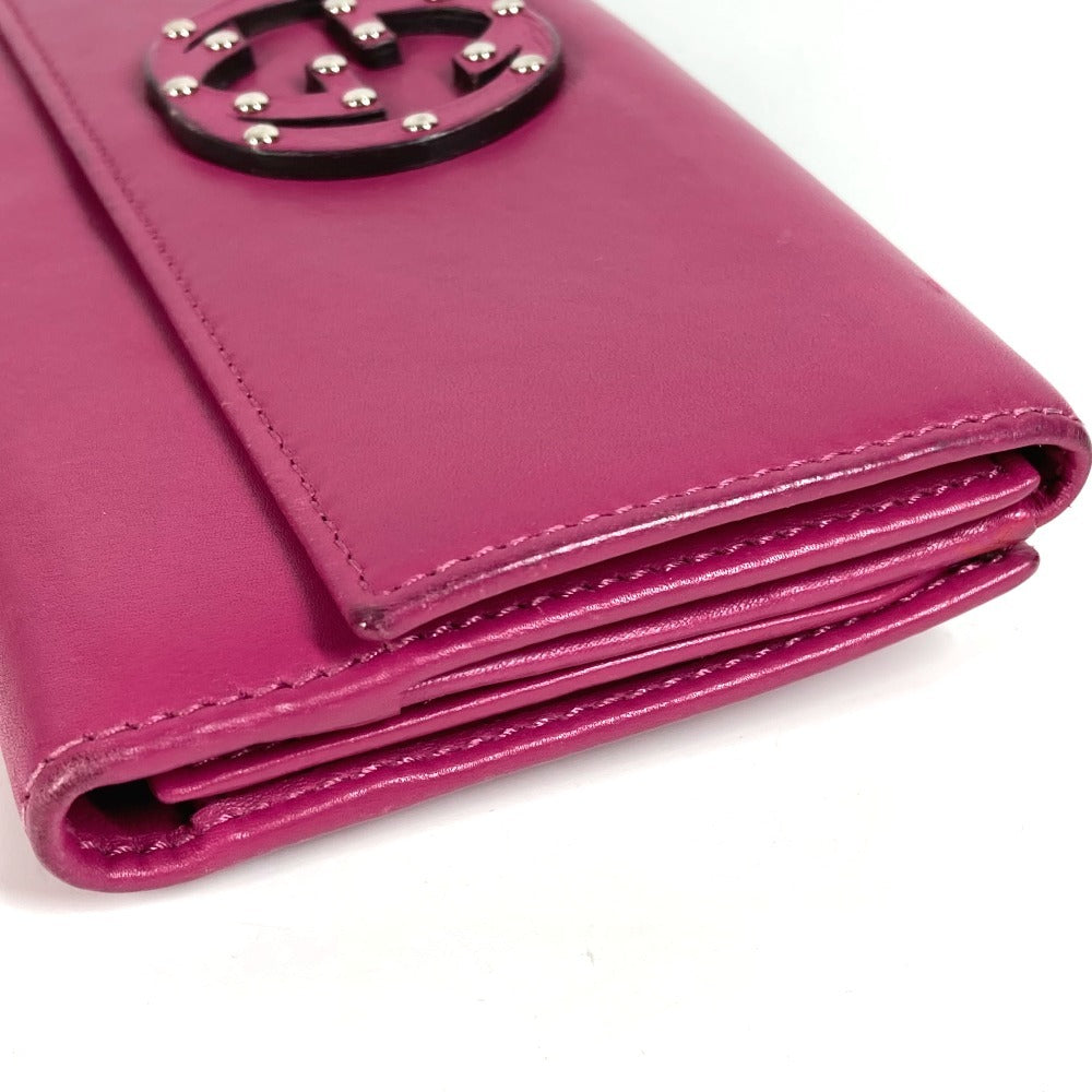 GUCCI Long Wallet Purse 231843 leather Purple pink type Interlocking G studs