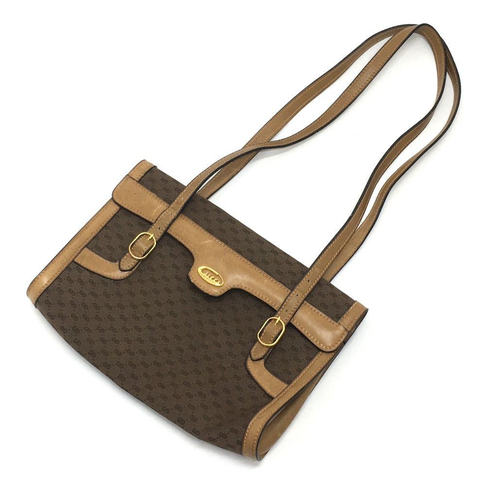GUCCI Shoulder Bag 067 GG canvas / leather Brown Micro GG Old Gucci Women Used Authentic