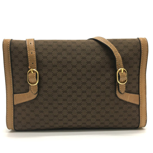 GUCCI Shoulder Bag 067 GG canvas / leather Brown Micro GG Old Gucci Women Used Authentic