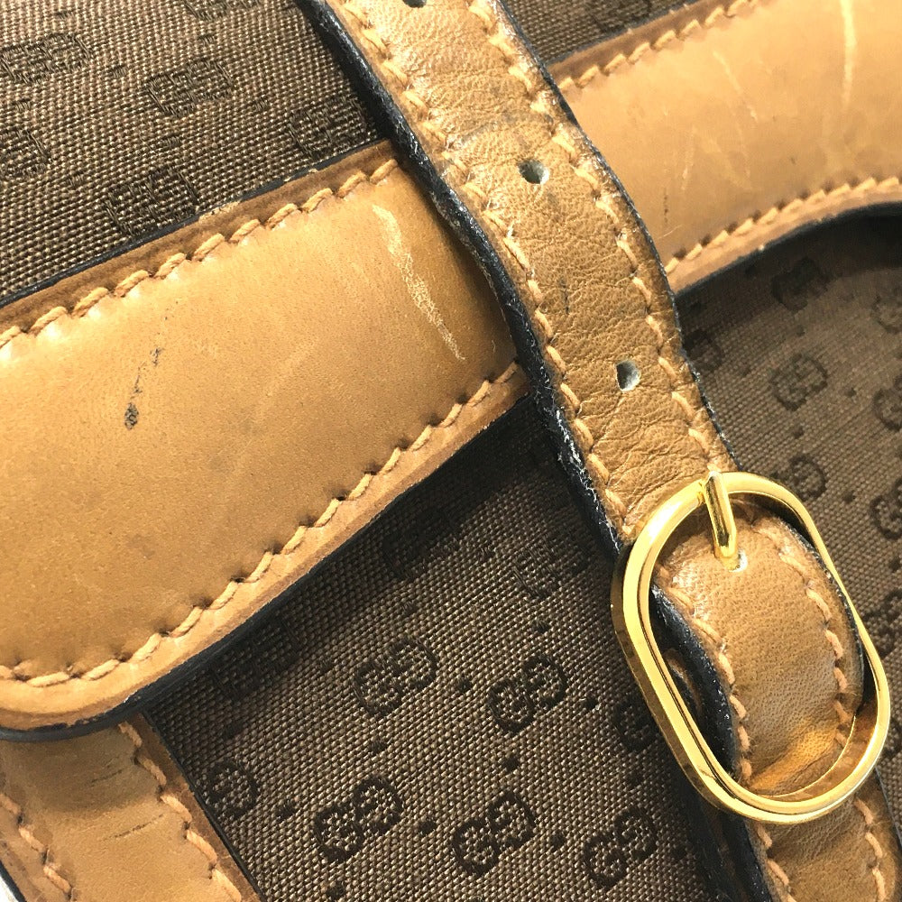 GUCCI Shoulder Bag 067 GG canvas / leather Brown Micro GG Old Gucci Women Used Authentic