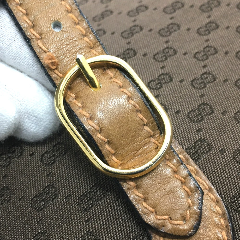 GUCCI Shoulder Bag 067 GG canvas / leather Brown Micro GG Old Gucci Women Used Authentic
