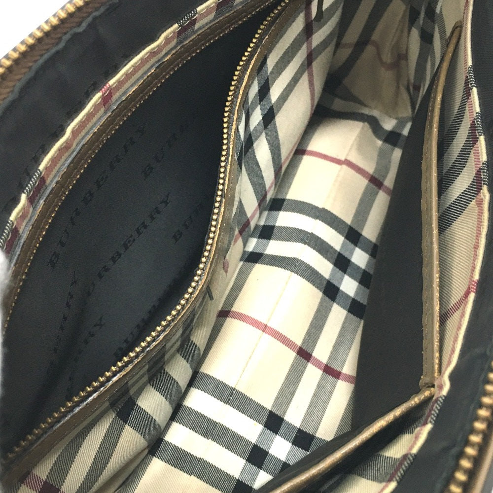 BURBERRY Shoulder Bag leather Brown Inner check one belt Women Used Authentic