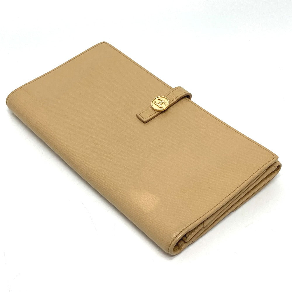 CHANEL Long Wallet Purse A20905 leather beige CC COCO Mark W Hook Wallet  Women Used Authentic