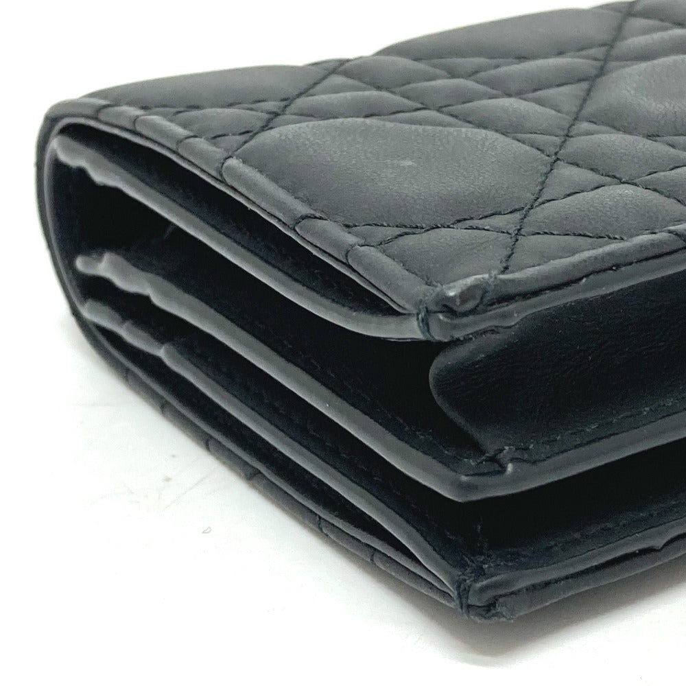 Dior Folded wallet S0178SLOI leather black Lady Dior Mini wallet