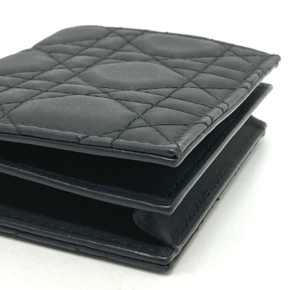 Dior Folded wallet S0178SLOI leather black Lady Dior Mini wallet