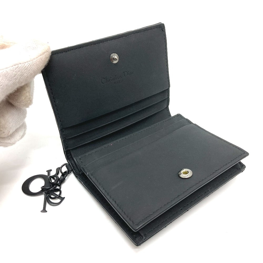Dior Folded wallet S0178SLOI leather black Lady Dior Mini wallet