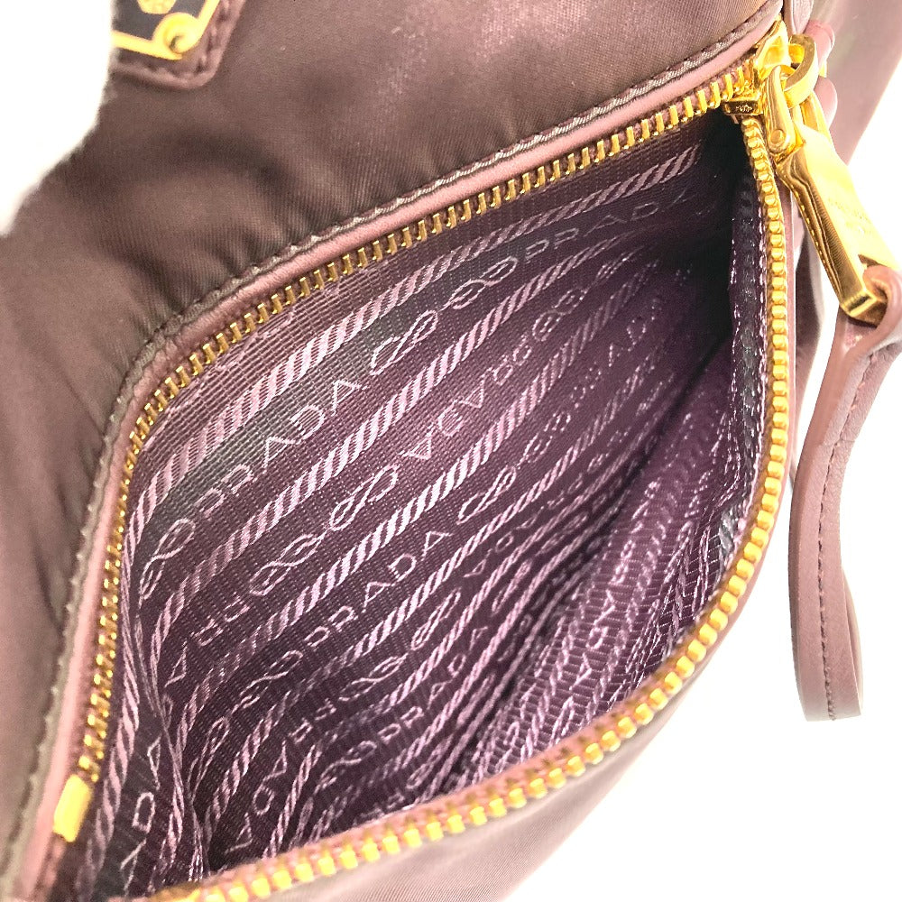 PRADA Tote Bag BR4354 Leather / nylon purple With logo Semi-Shoulder Women Used Authentic