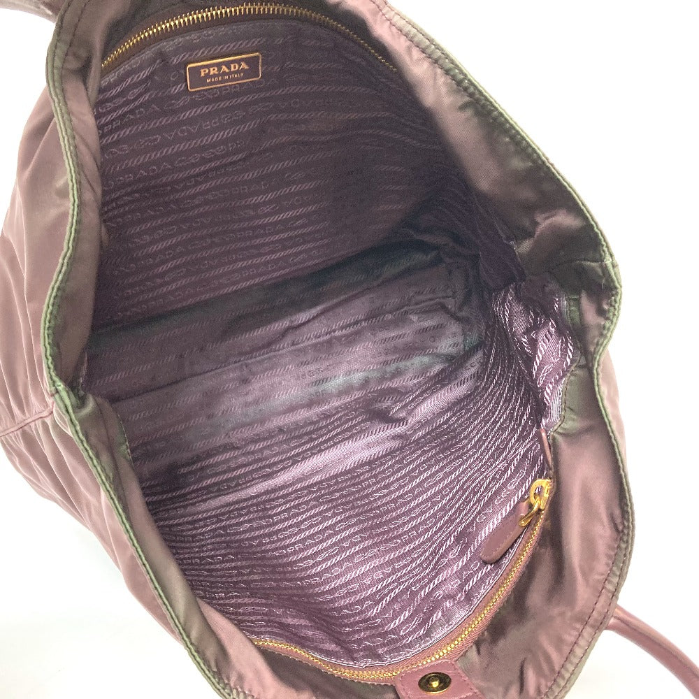 PRADA Tote Bag BR4354 Leather / nylon purple With logo Semi-Shoulder Women Used Authentic