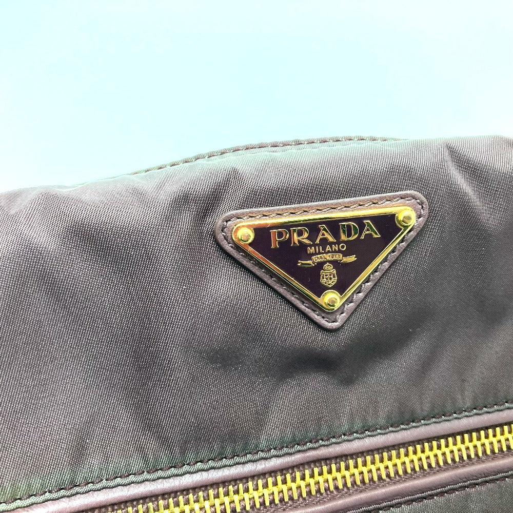 PRADA Tote Bag BR4354 Leather / nylon purple With logo Semi-Shoulder Women Used Authentic
