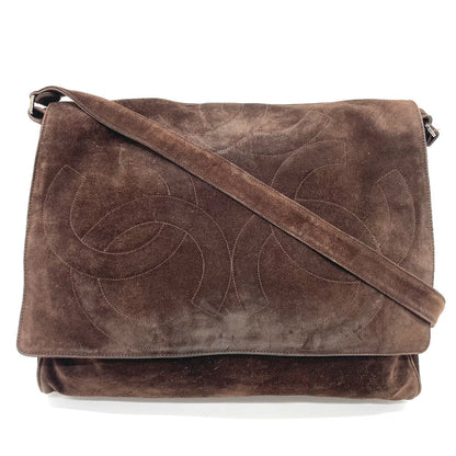 CHANEL Shoulder Bag suede Brown CC COCO Mark Trip Luco co Women Used Authentic