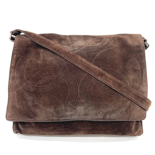 CHANEL Shoulder Bag suede Brown CC COCO Mark Trip Luco co Women Used Authentic