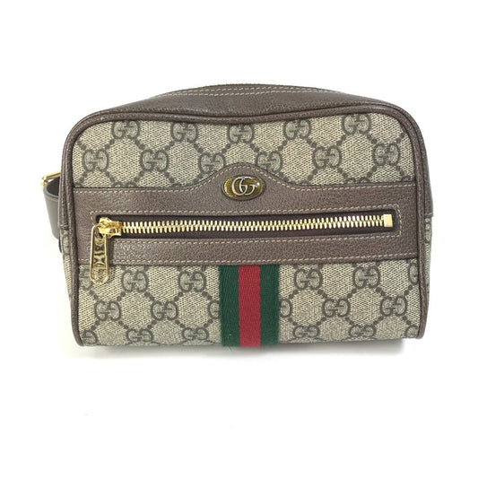 GUCCI Waist bag 517076 GG Supreme Canvas beige Sherry line OPHIDIA OPHIDIA Women Used Authentic