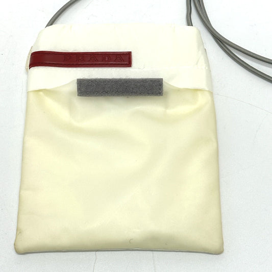 PRADA Shoulder Bag Nylon white Sports logo Women Used Authentic