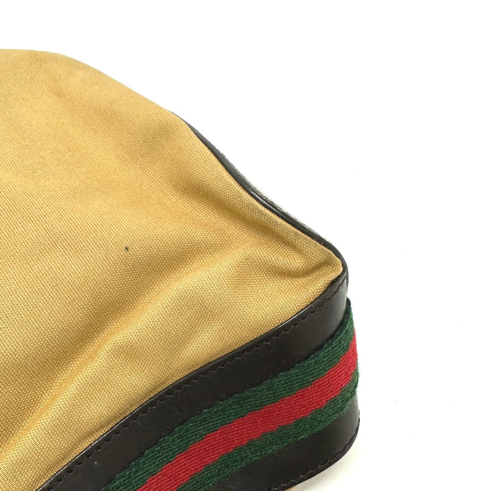 GUCCI Shoulder Bag 001・4286 Leather / canvas beige vintage Sherry line