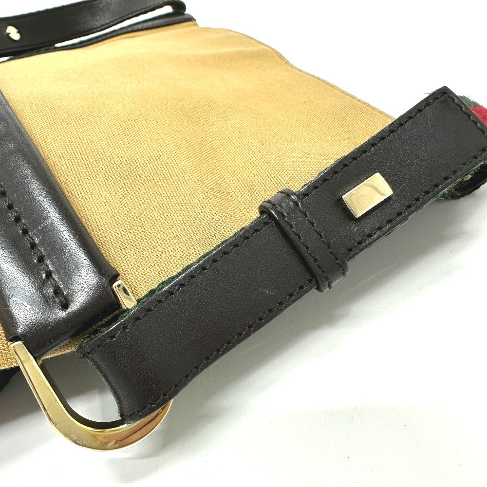 GUCCI Shoulder Bag 001・4286 Leather / canvas beige vintage Sherry line