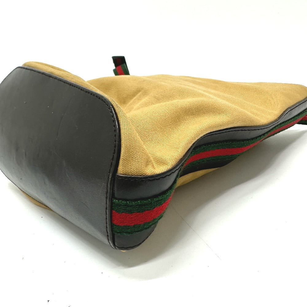 GUCCI Shoulder Bag 001・4286 Leather / canvas beige vintage Sherry line