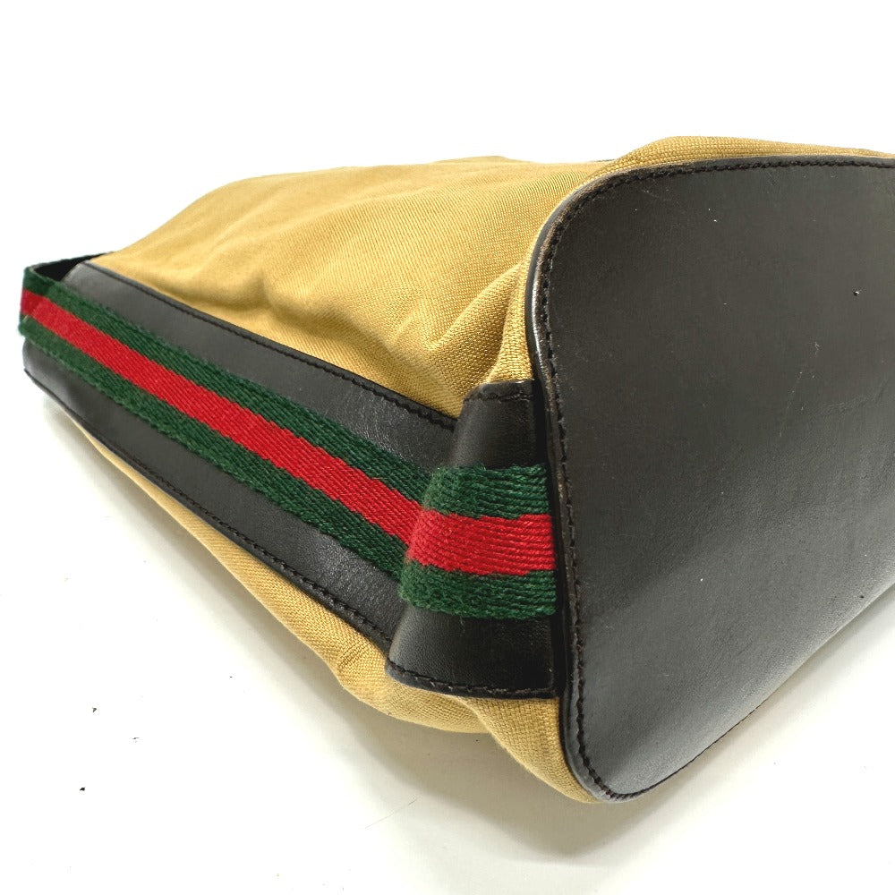 GUCCI Shoulder Bag 001・4286 Leather / canvas beige vintage Sherry line