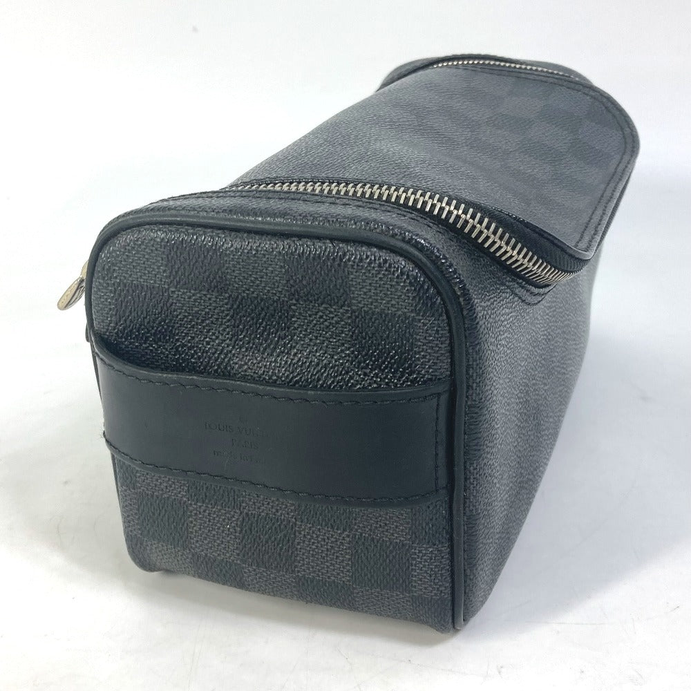LOUIS VUITTON Pouch N47625 Damier Grafitto Canvas black Damier Grafitte C Cracking pouch mens Used Authentic