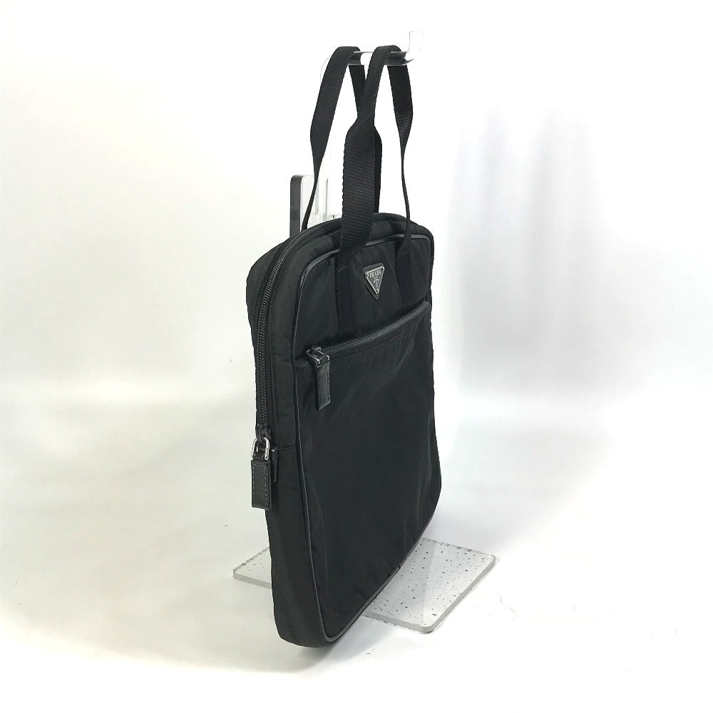 PRADA Business bag Nylon black Bag Triangle logo plate mens Used Authentic