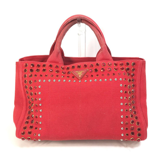 PRADA Tote Bag canvas Red Triangle logo plate Canapa GM Bijou