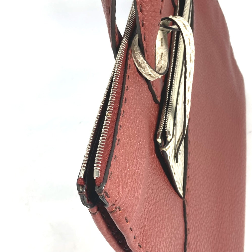FENDI Business bag leather Brown Handbag Celeria mens Used Authentic