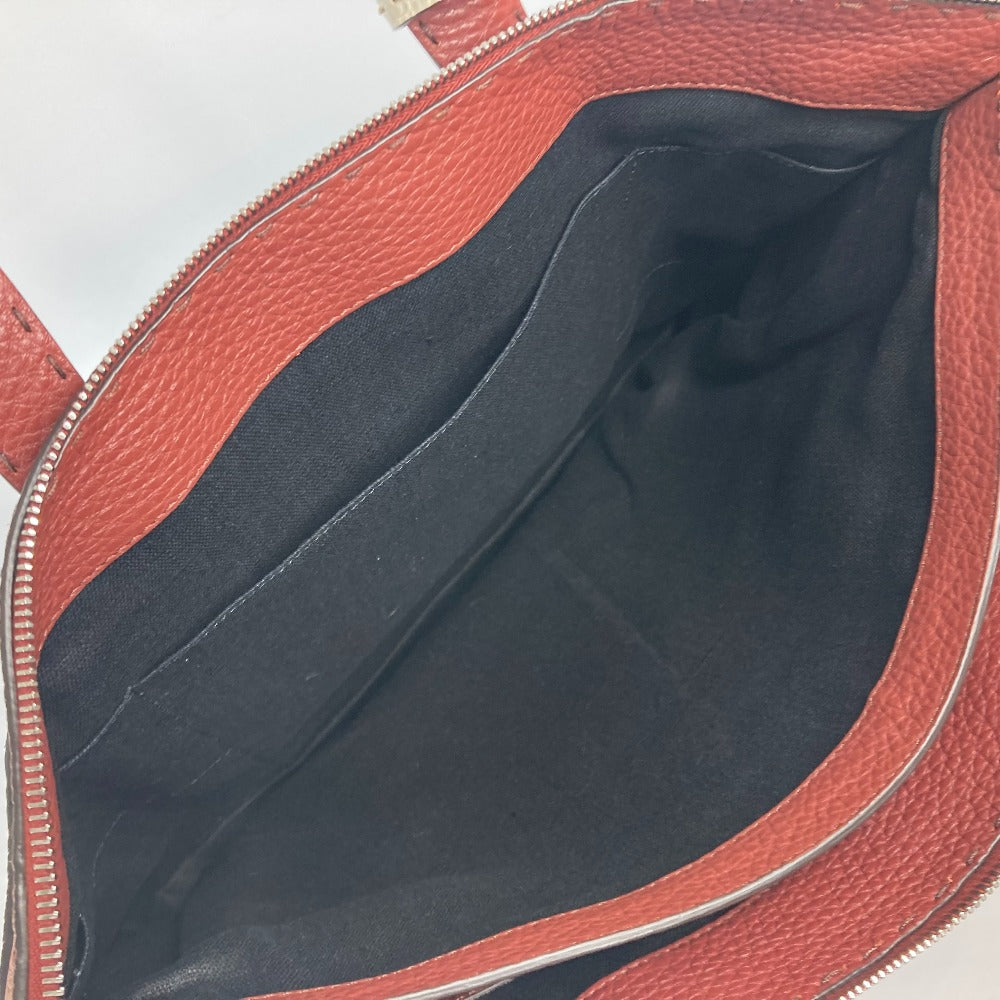 FENDI Business bag leather Brown Handbag Celeria mens Used Authentic